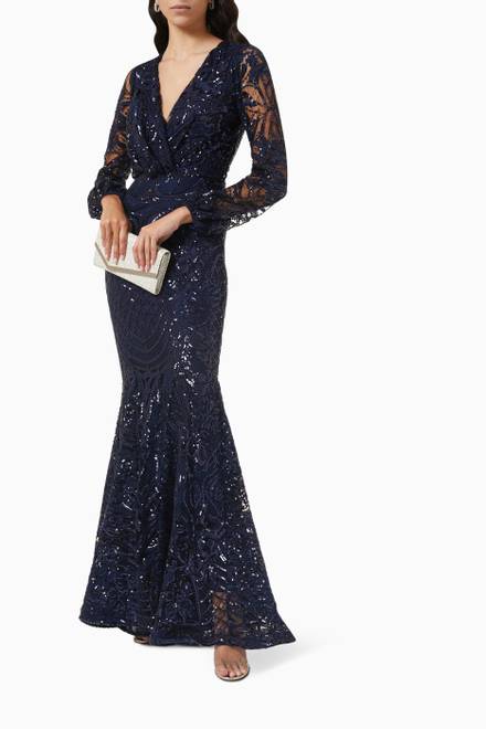 hover state of Long Sleeve Gown in Lace