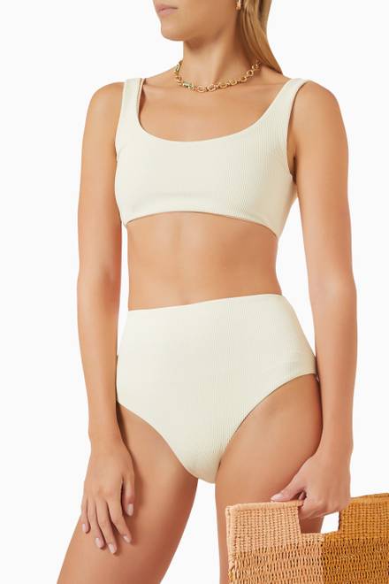 hover state of Rounded Edges Bikini Top in Ribbed LYCRA® 