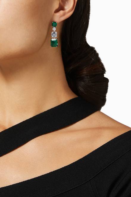 hover state of Emerald CZ Drop Earrings    