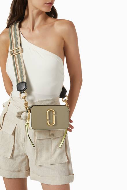 hover state of Colourblocked Snapshot Crossbody Bag in Leather  