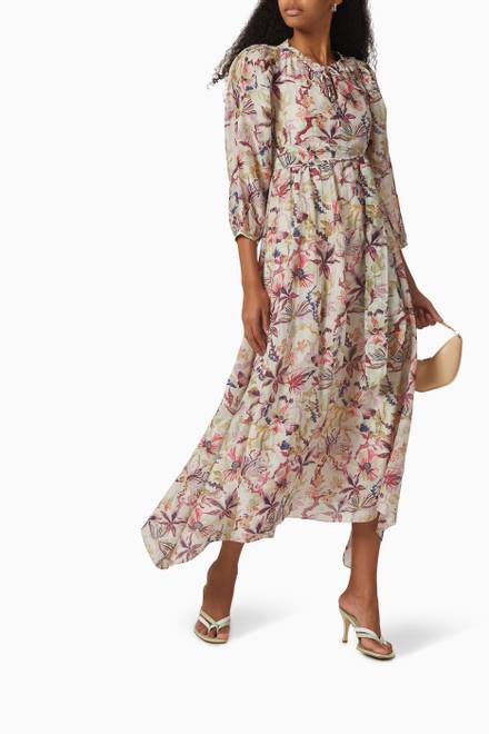 hover state of Mila Maxi Dress in Cotton-silk Blend