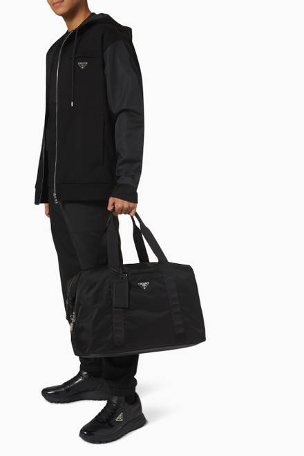 hover state of Logo Duffle Bag in Re-Nylon & Saffiano Leather