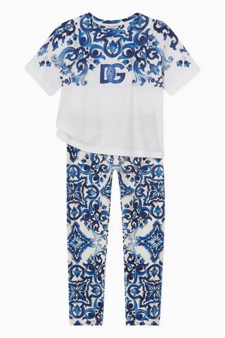 hover state of Majolica Tile Print T-shirt in Cotton