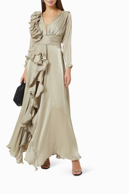 hover state of Ruffled Maxi Dress 