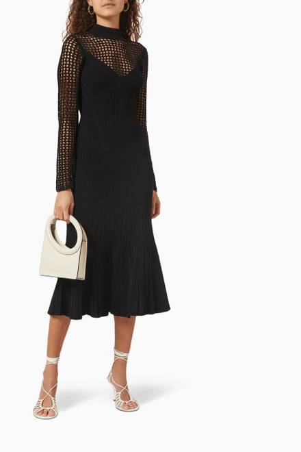 hover state of Randall Net Midi Dress in Compact Rib Knit