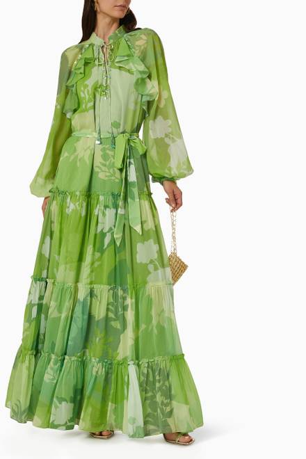 hover state of Porta Tiered Maxi Kaftan in Organza