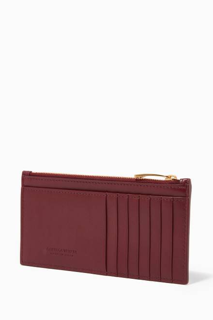 hover state of Zipped Card Case in Intreccio Leather    