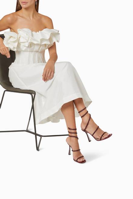 hover state of Embellished Wrap-around Heel Sandals in Suede
