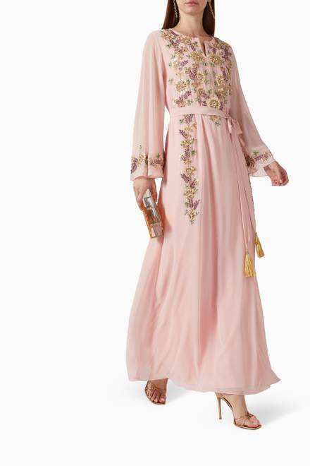 hover state of Lina Embroidered Kaftan in Chiffon