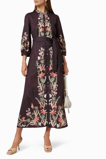 hover state of Placement Print Belted Dress 