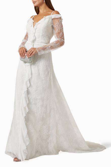 hover state of Camille Wedding Dress in Chantilly Lace & Chiffon
