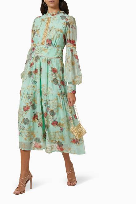 hover state of Printed Long Sleeve Dress
