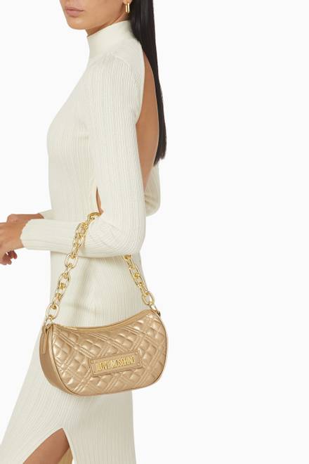 hover state of Chain Top Handle Bag in Faux Leather