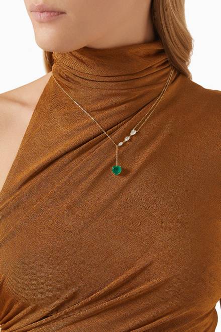 hover state of Emerald & Topaz Drop Necklace in 18kt Gold