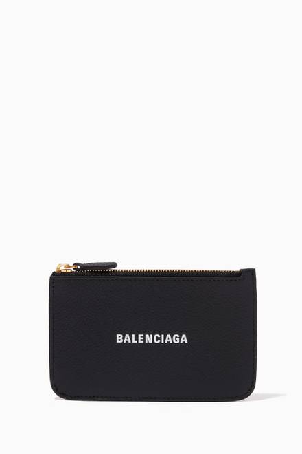 Shop Balenciaga Black Cash Large Long Coin & Card Holder in Grained ...