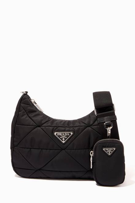 Shop Prada Black Triangle Logo Re-edition 2005 Shoulder Bag in Saffiano ...