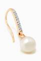 thumbnail of Single Pearl Drop Earrings with Diamonds in 14kt Yellow Gold      #3