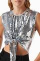 thumbnail of Knotted Crop Top in Sequin Jersey     #4
