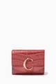 thumbnail of Chloé C Small Trifold Wallet in Croc-embossed & Shiny Calfskin    #0