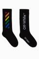 thumbnail of Diagonal Stripes Mid Length Socks in Cotton     #0