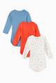 thumbnail of Long Sleeve Bodysuit in Letter Print Organic Cotton Rib Knit, Set of 3  #1