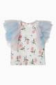 thumbnail of Roses Print T-shirt with Tulle Ruffles    #0