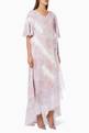 thumbnail of Feather Embroidered Maxi Dress in Printed Chiffon      #0