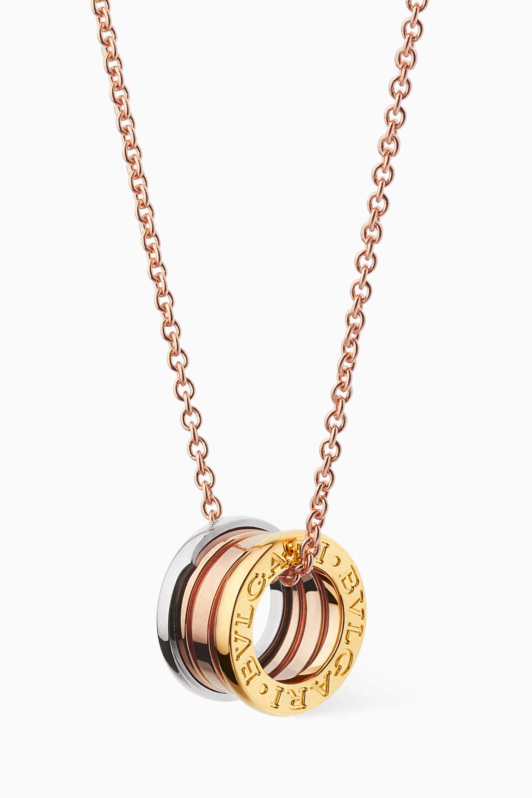 Shop BVLGARI Gold Pink, White & Yellow-Gold  Necklace for WOMEN |  Ounass UAE