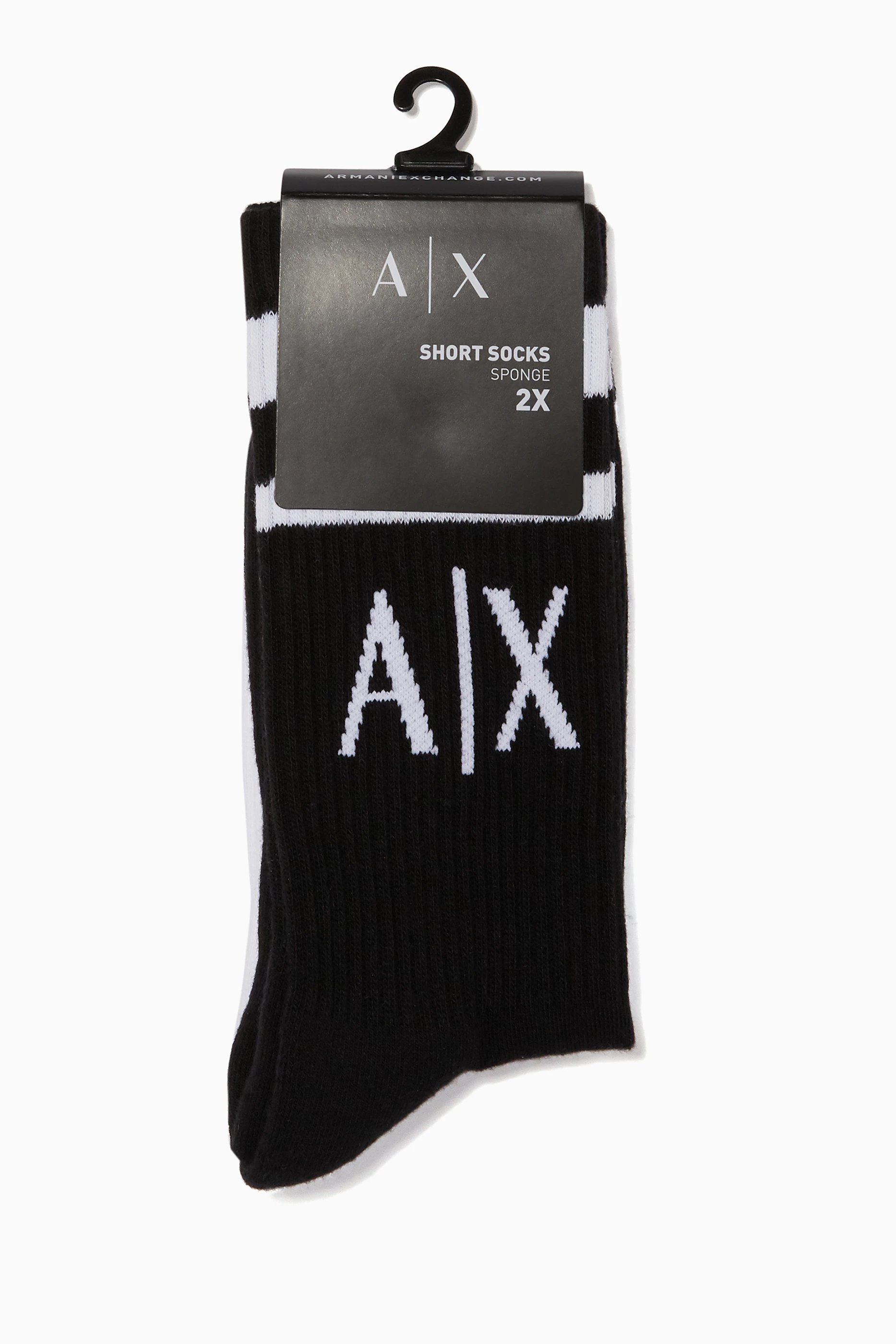 Shop Armani Exchange Black Black and White Socks, Pack Of 2 for MEN |  Ounass UAE