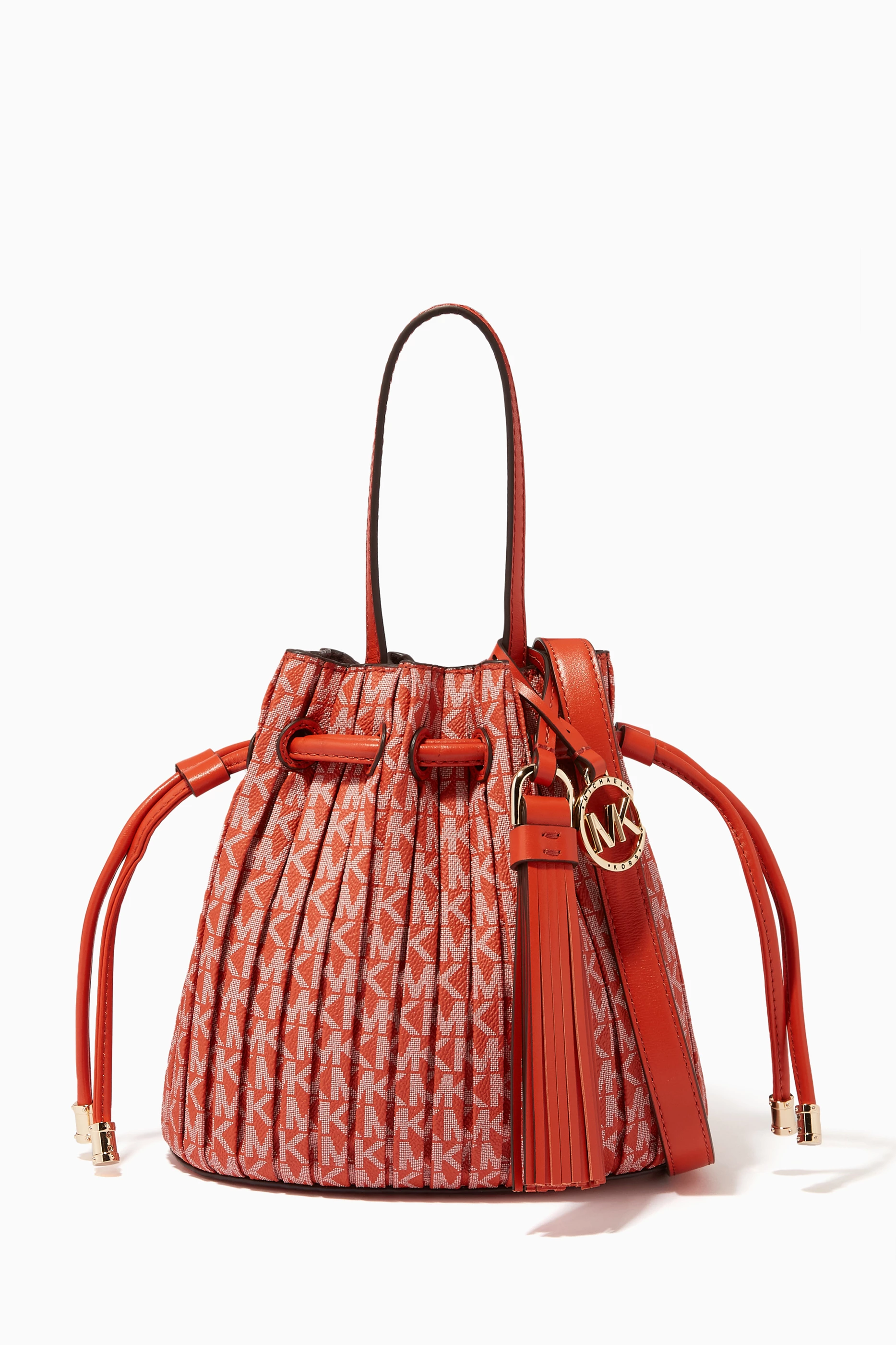 Shop Michael Kors Orange Extra Small Willa Tote Bag in Pleated Logo Canvas  for WOMEN | Ounass UAE