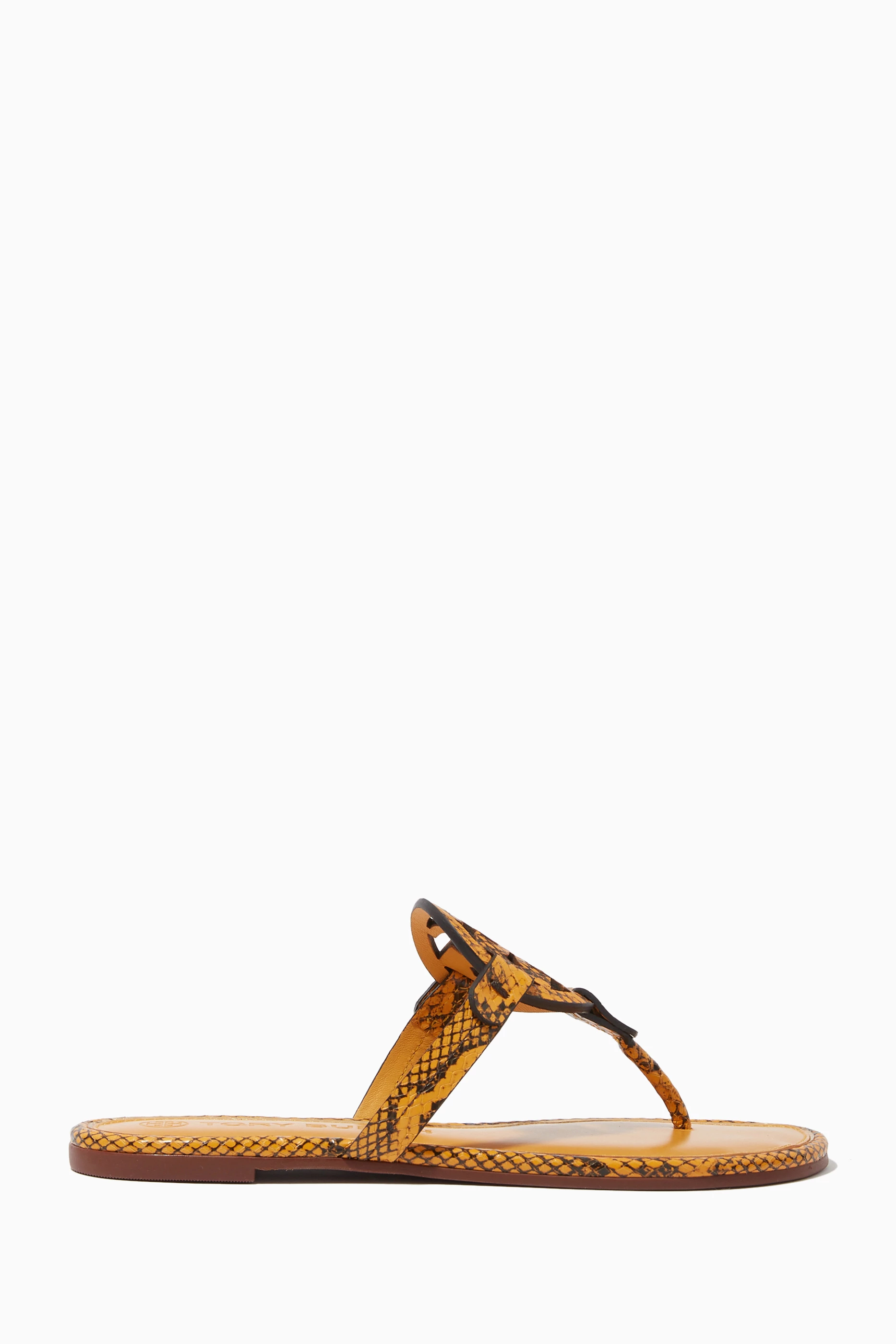 Shop Tory Burch Yellow Miller Flats in Snake-embossed Leather for WOMEN |  Ounass Qatar