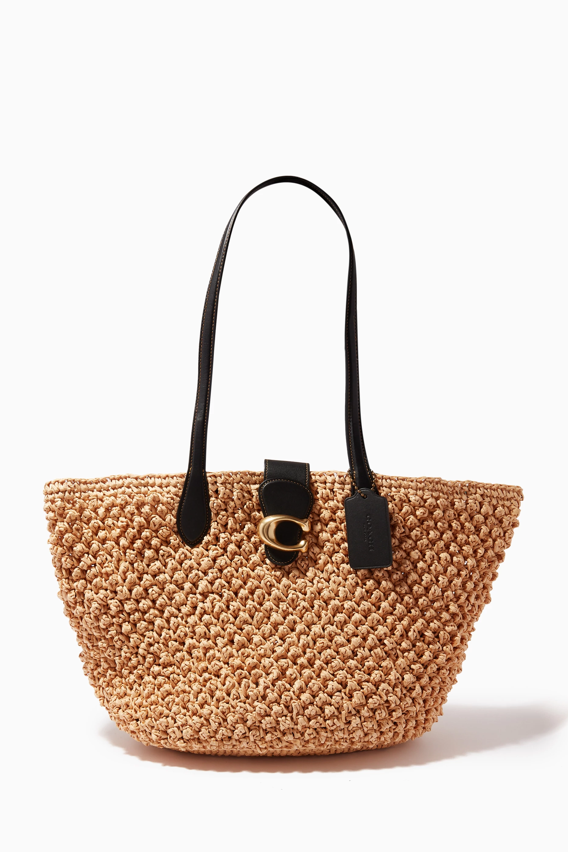 coach straw tote bag