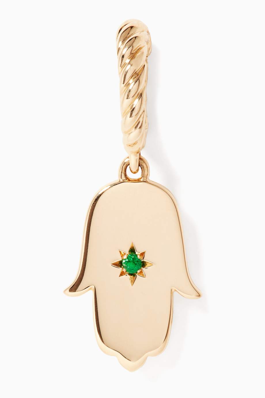 David Yurman Cable Collectibles Emerald Hamsa Amulet in 18kt