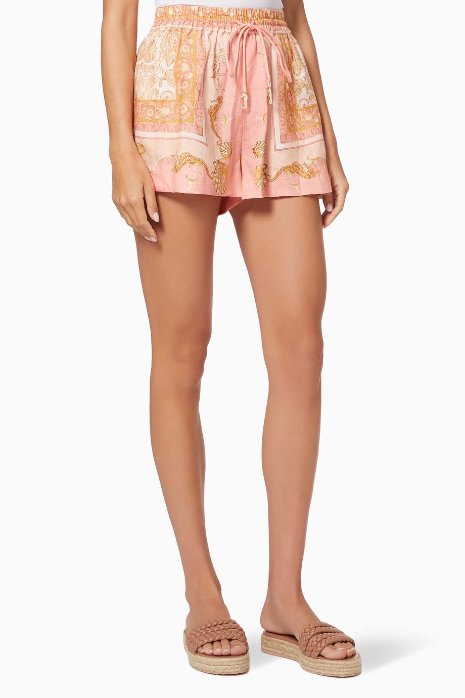 Shop Alemais Pink Ursula Shorts In Linen For Women Ounass