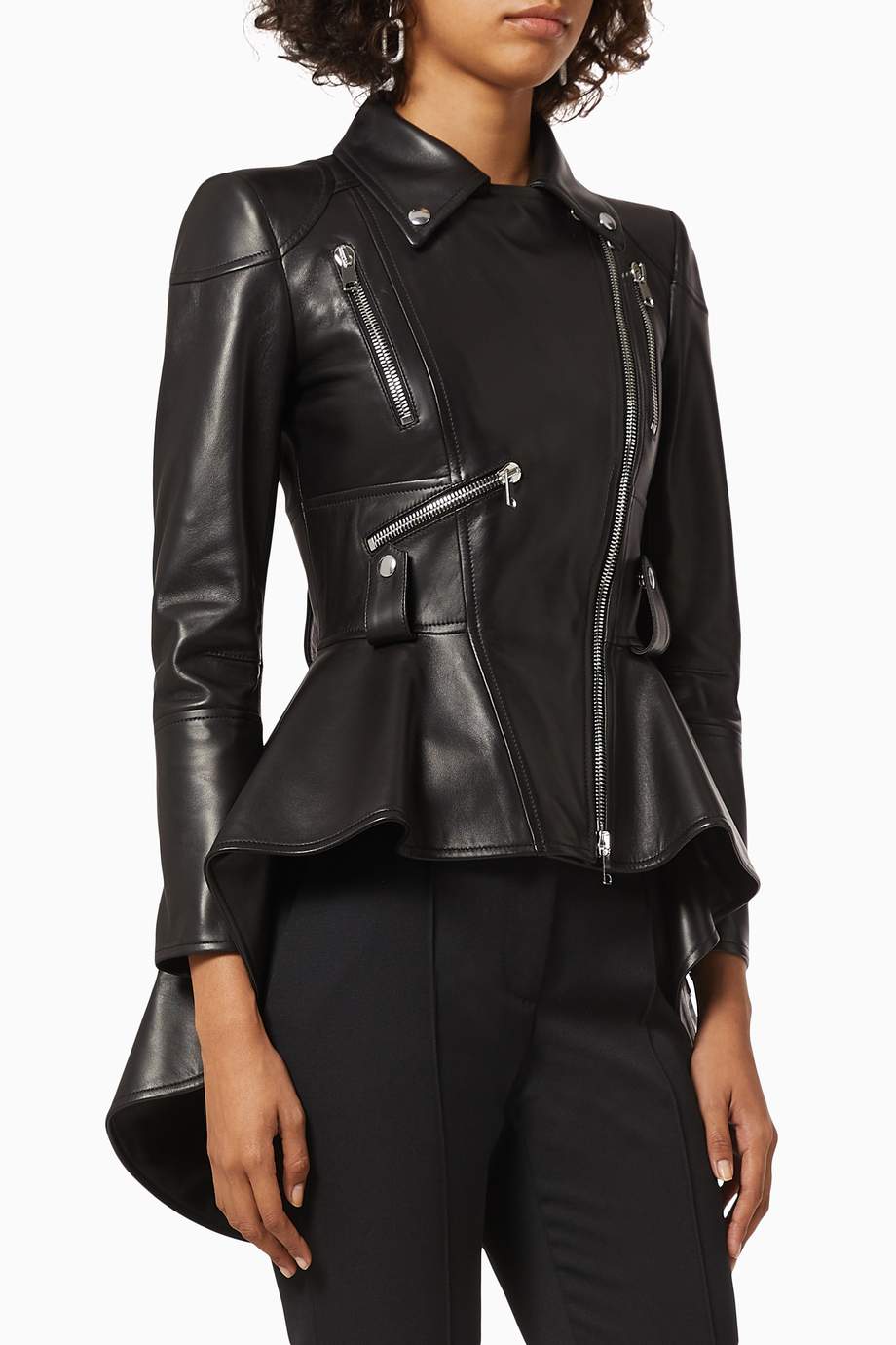 Alexander mcqueen peplum biker jacket discount