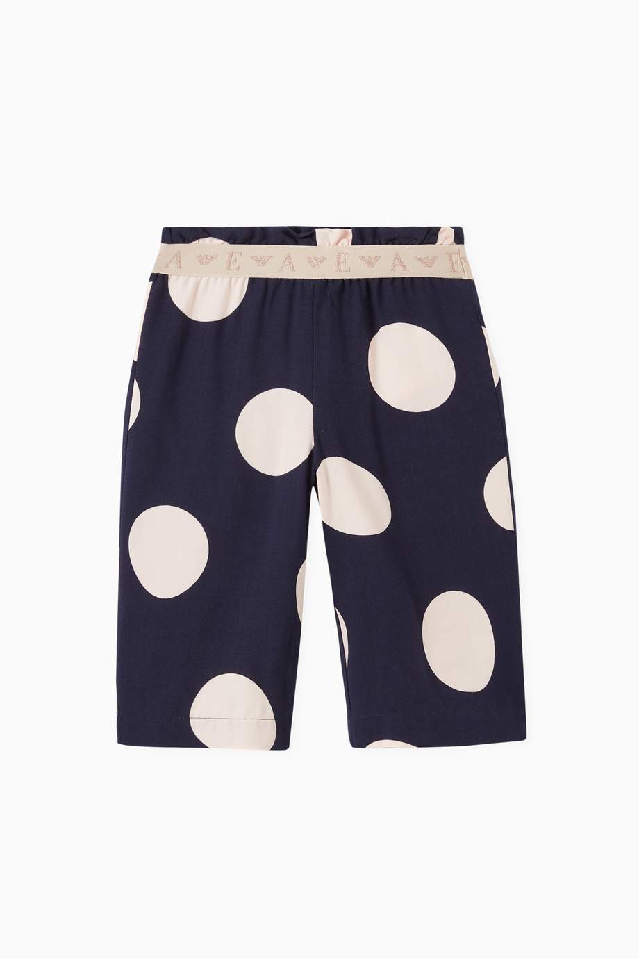 Shop Emporio Armani Blue Ea Tape Polka Dot Culottes In Viscose For Kids Ounass Uae