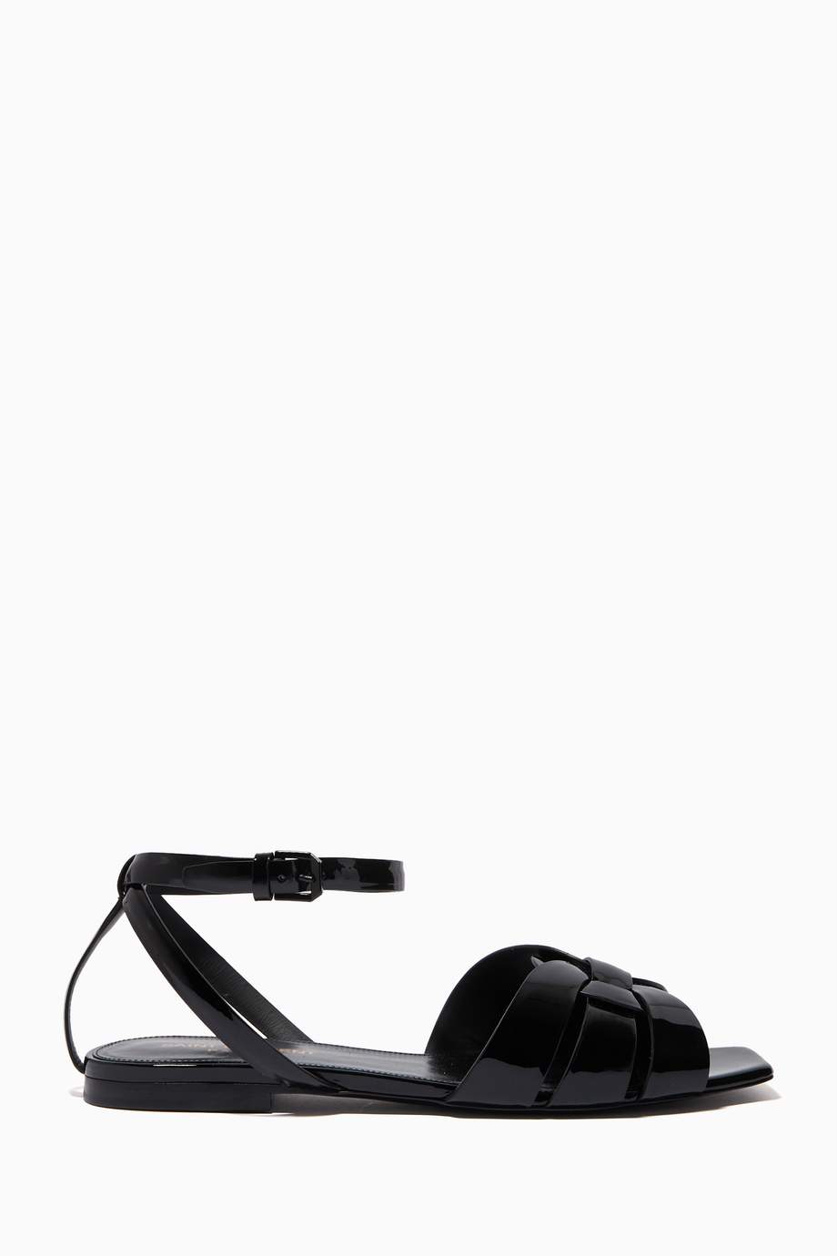 SAINT LAURENT Tribute Flat Sandals in Patent Leather price in