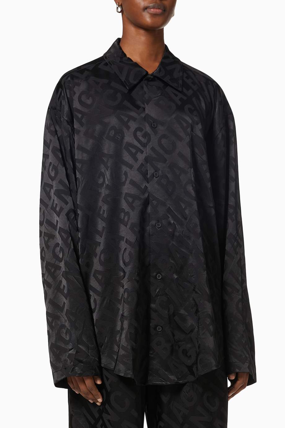 Balenciaga NEW SEASON Oversized Shirt in Fluid Logo Jacquard price