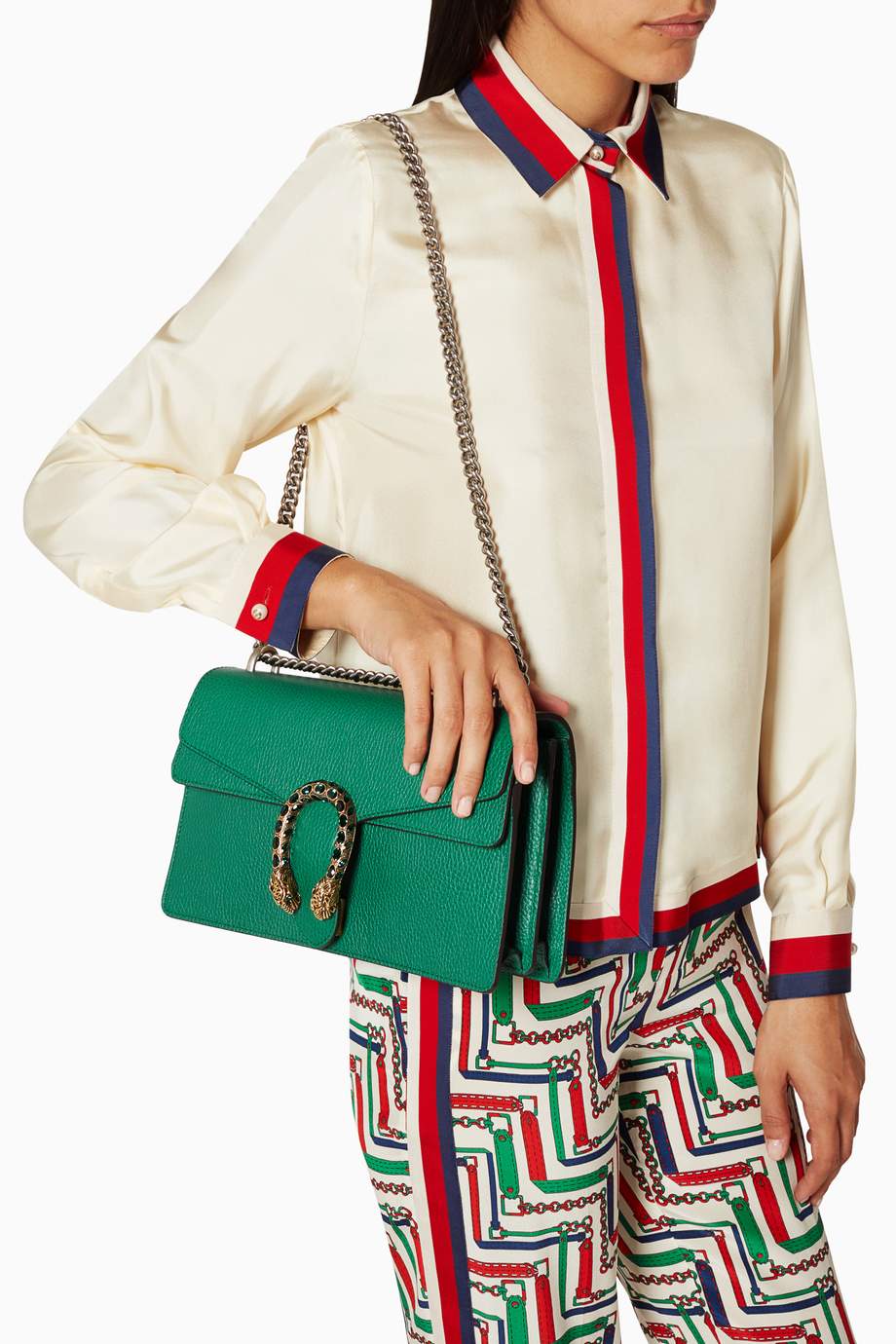 Shop Gucci Multicolour Green Dionysus Textured Leather Shoulder Bag for ...