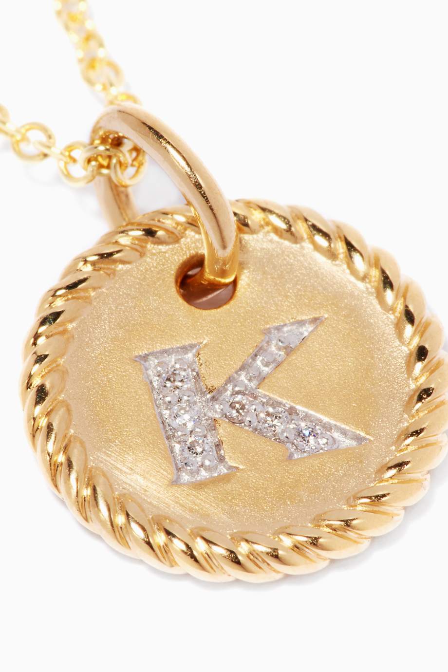 Shop David Yurman Yellow 18kt Gold K Initial Charm Necklace with