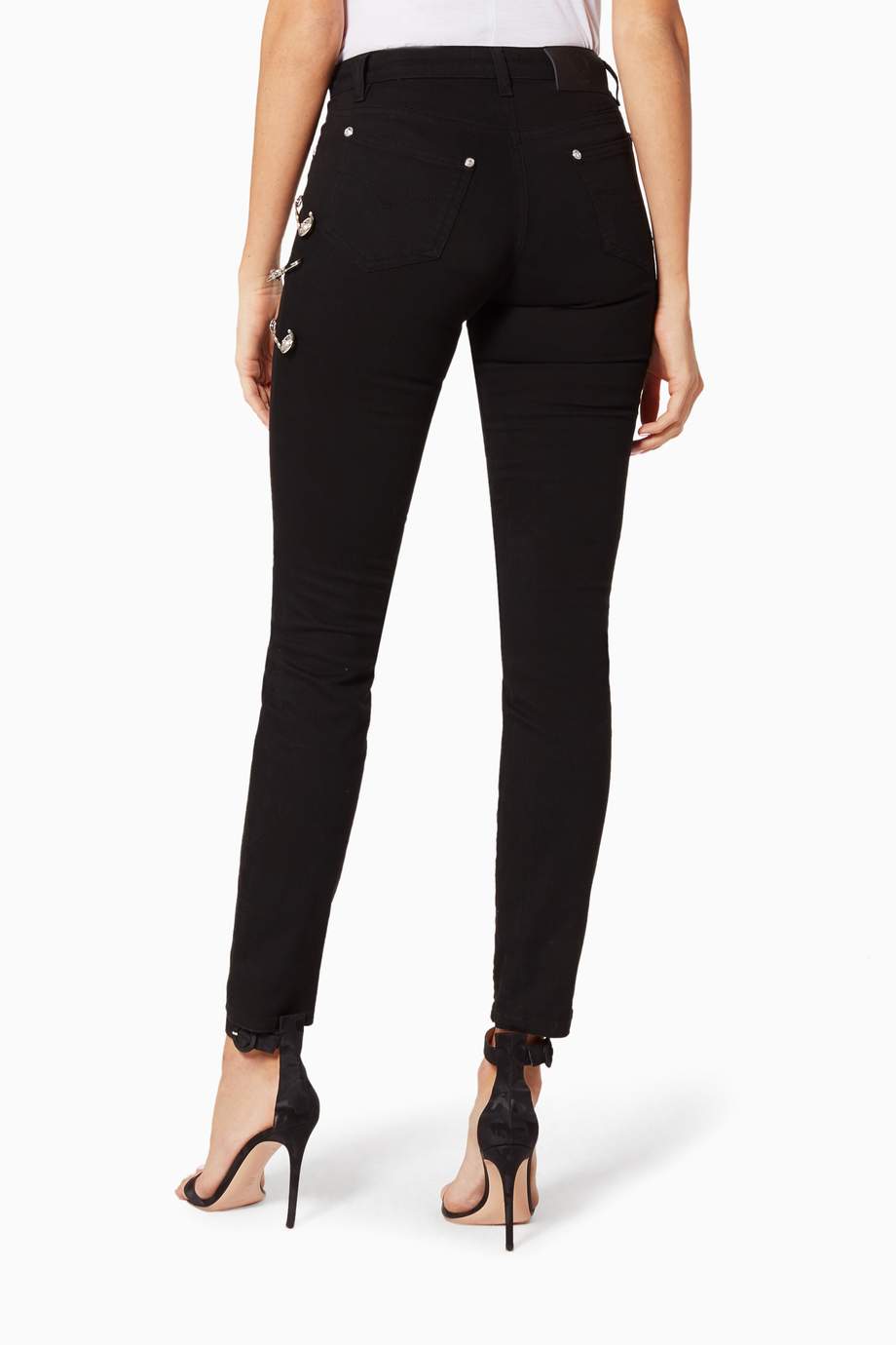 Shop Versus Black Black SafetyPin Jeans for Ounass UAE