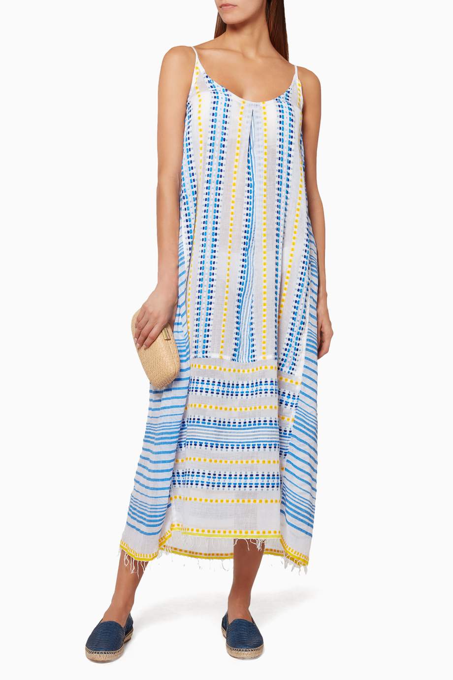 Shop Lemlem Blue Marine Tabtab Slip Dress for Women Ounass UAE