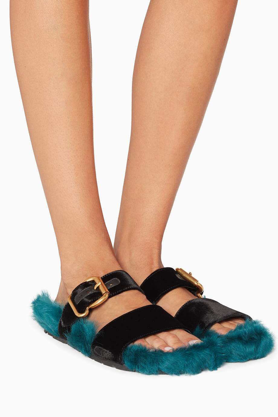 neous dombai shearling lined leather slides