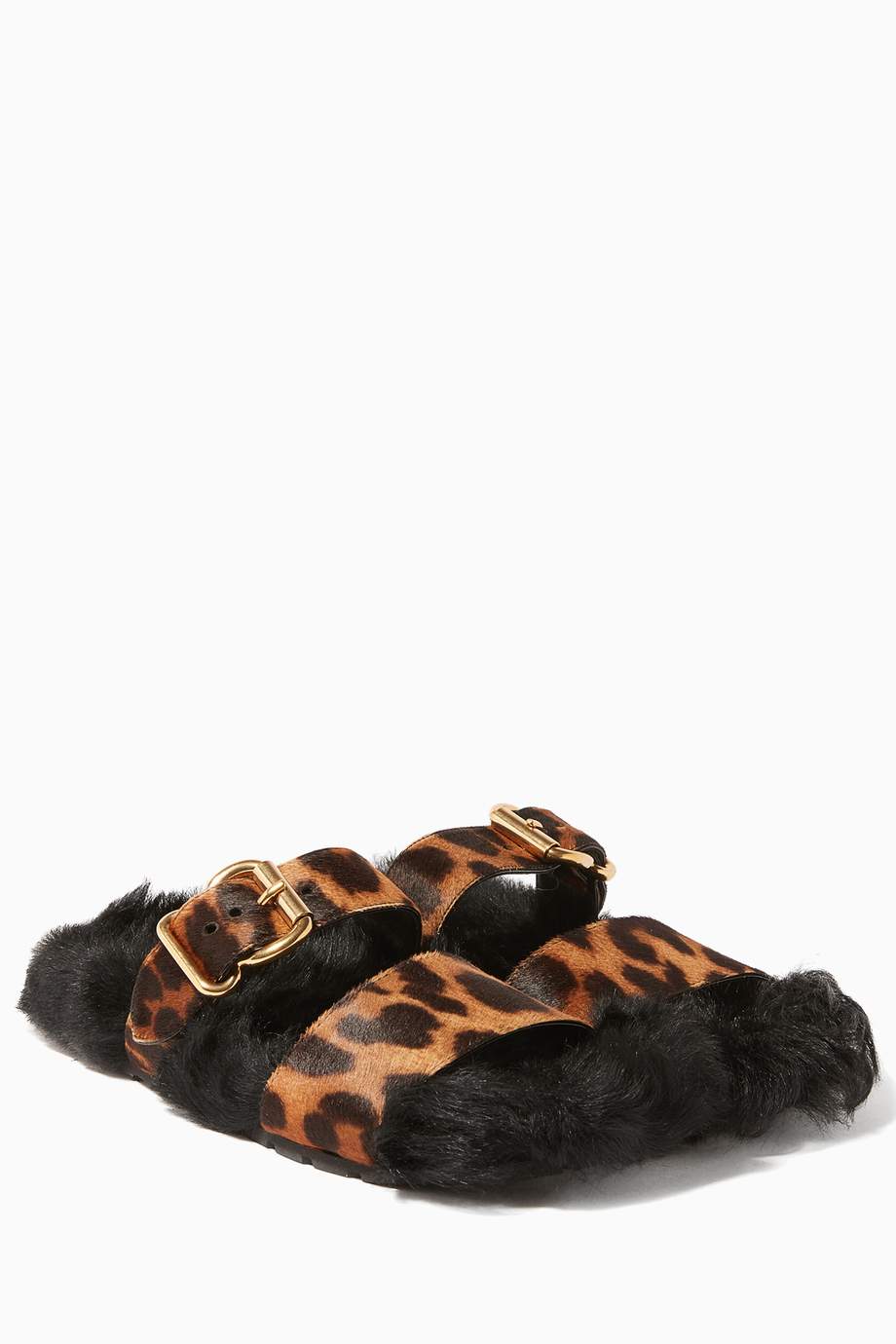 neous dombai shearling lined leather slides