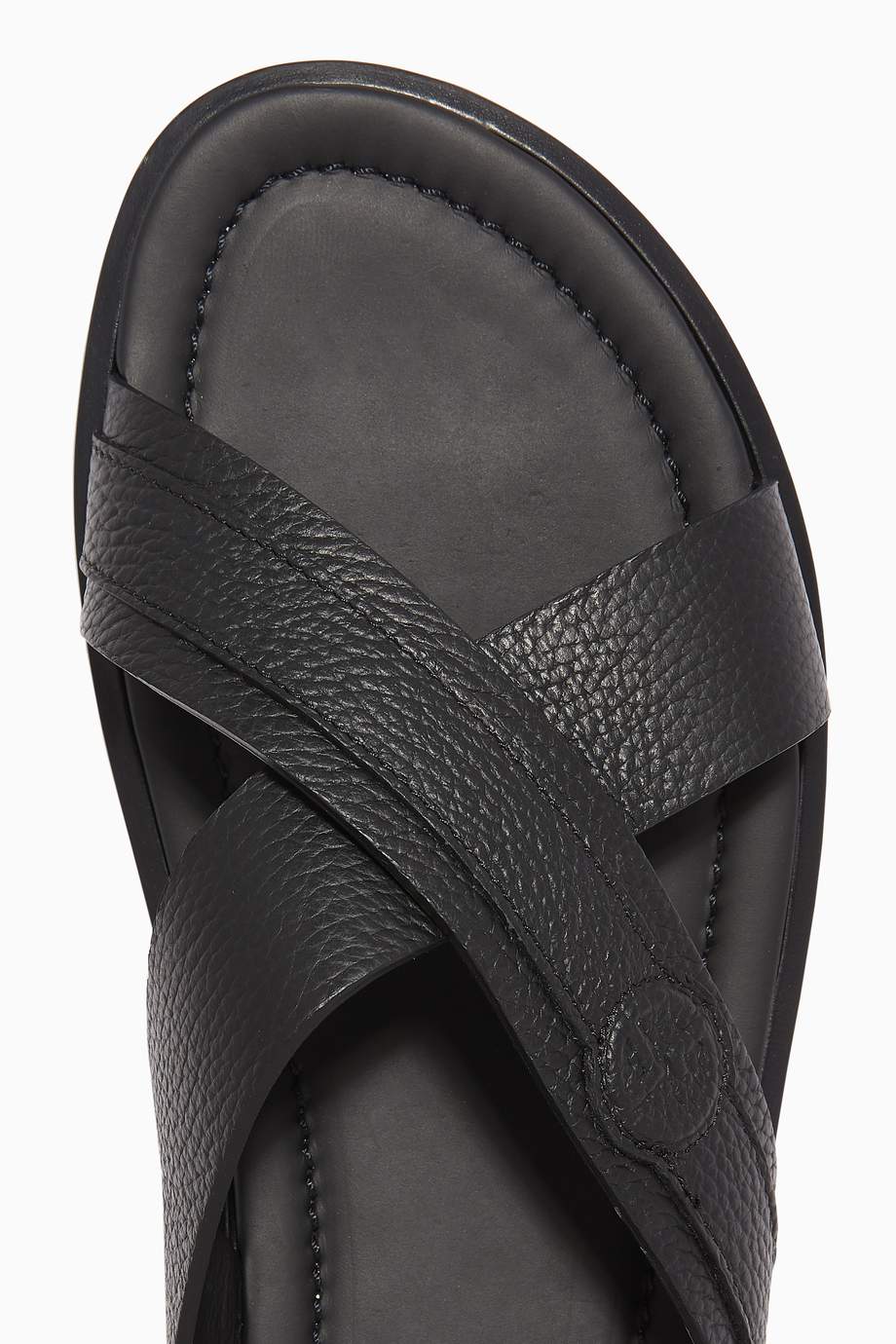 Shop Giorgio Armani Black Sandals with Crossover Straps for Men ...