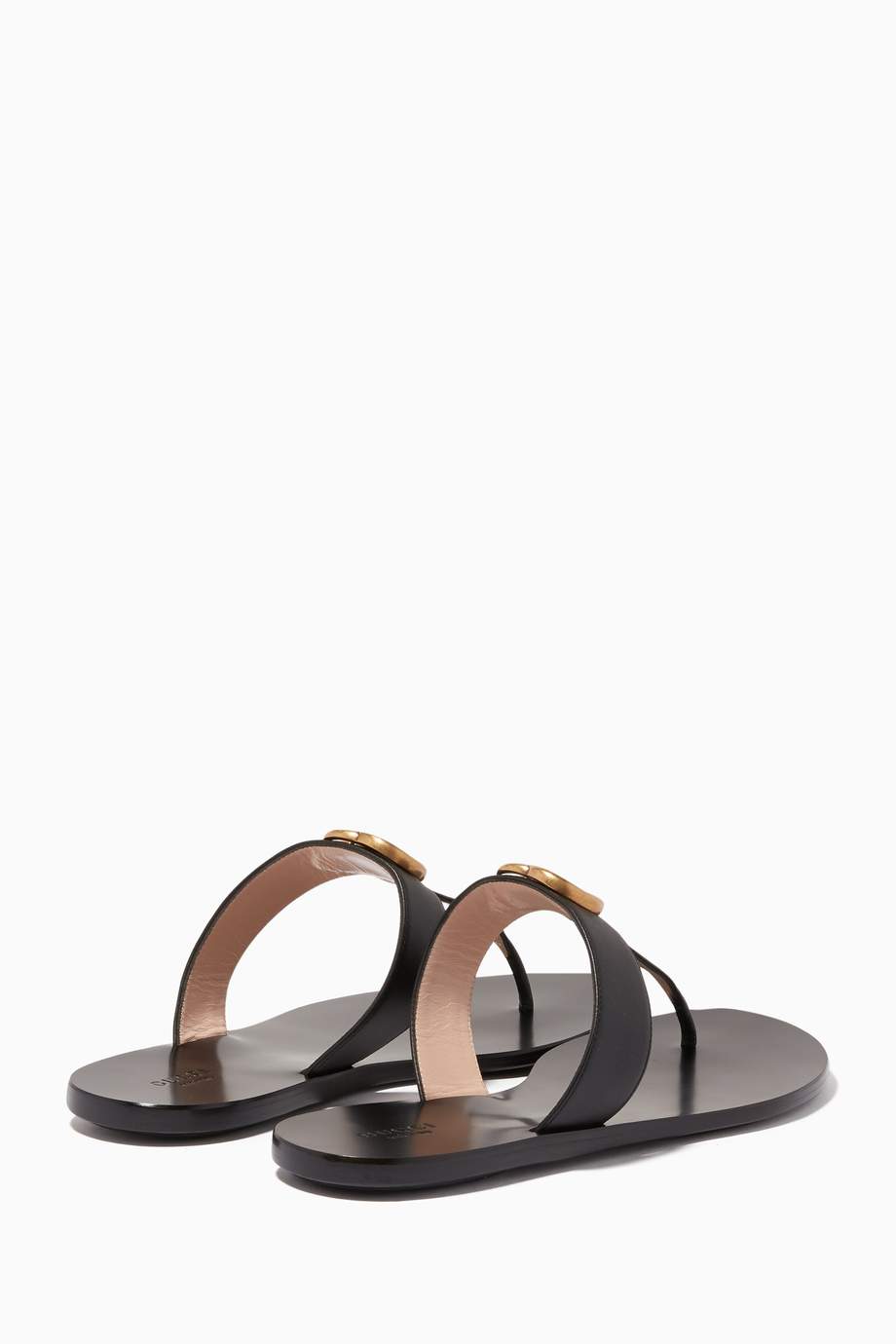 Shop Gucci Black Black Marmont GG Leather Sandals for Women | Ounass UAE