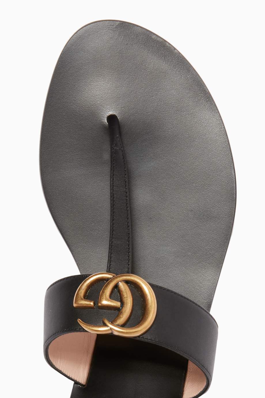 Shop Gucci Black Black Marmont GG Leather Sandals for Women | Ounass UAE