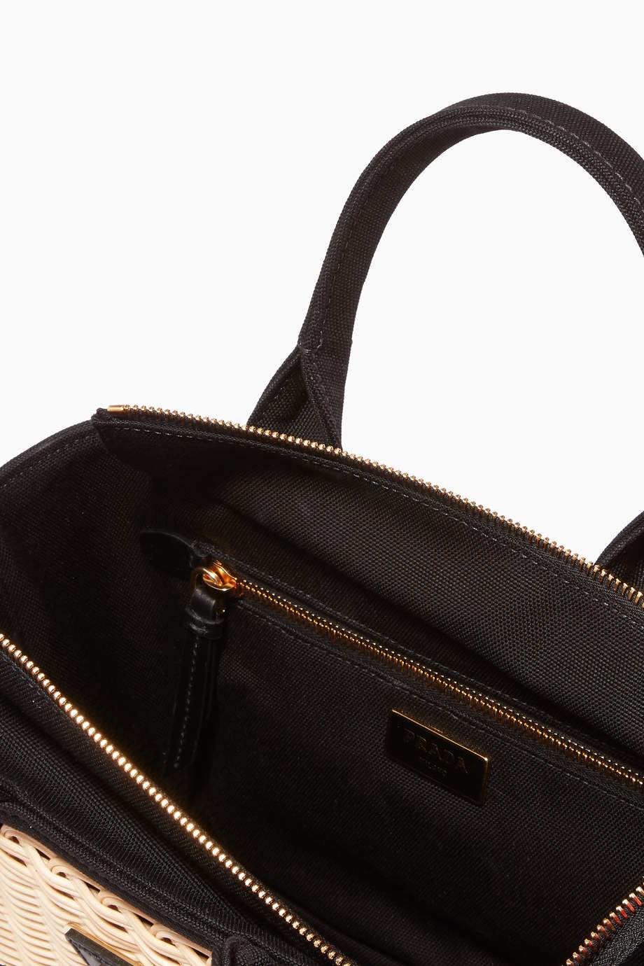 Shop Prada Black Natural & Black Midollino Picnic Basket Tote for Women ...