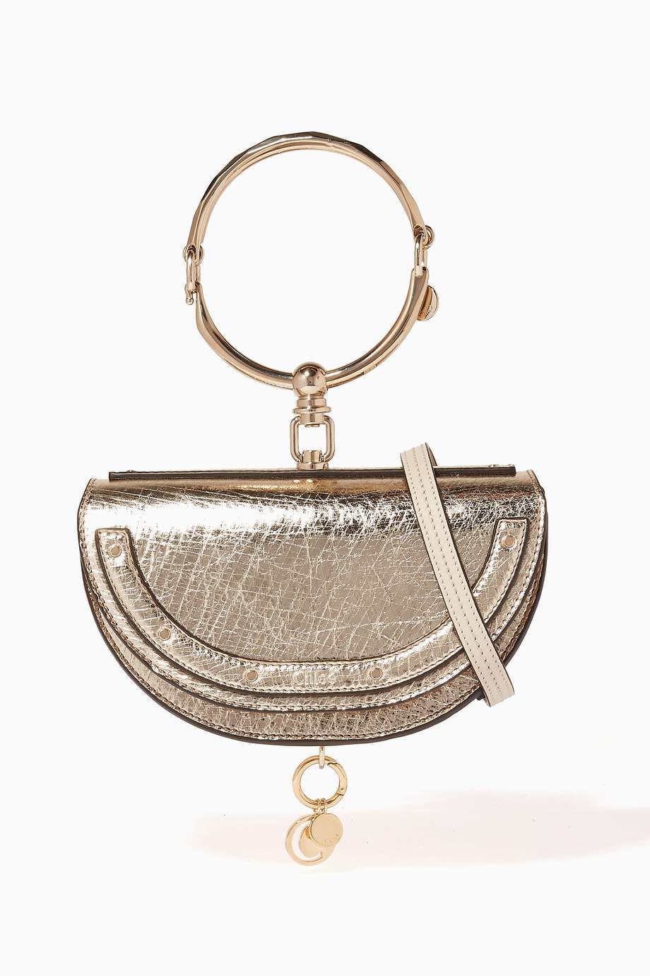 Shop Chloe Gold Metallic Gold Nile Minaudiere Bag For Women Ounass