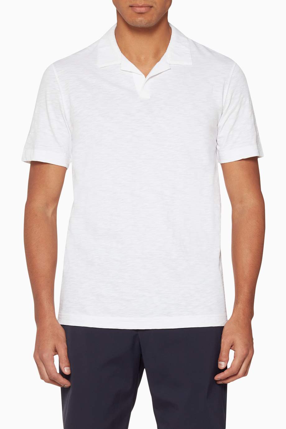 Shop Theory White White Open-Collar Willem Polo Shirt for Men | Ounass UAE